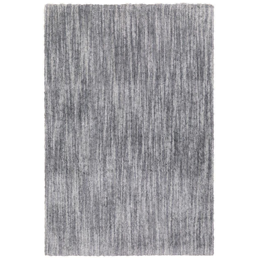 8' X 11' Grey Shag Power Loom Stain Resistant Area Rug