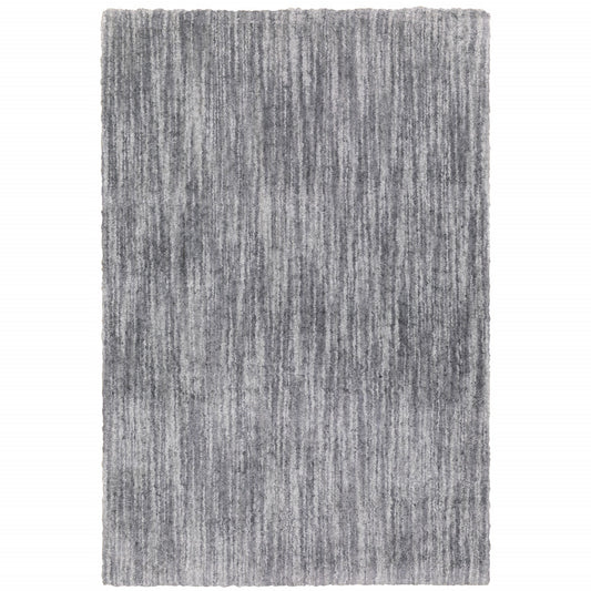 8' X 11' Grey Shag Power Loom Stain Resistant Area Rug