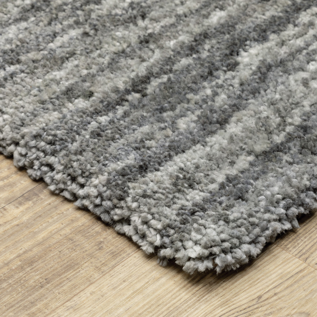 8' X 11' Grey Shag Power Loom Stain Resistant Area Rug