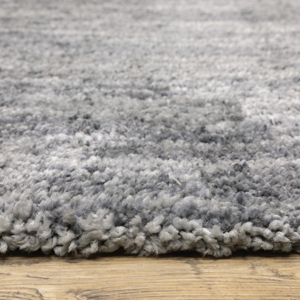 8' X 11' Grey Shag Power Loom Stain Resistant Area Rug