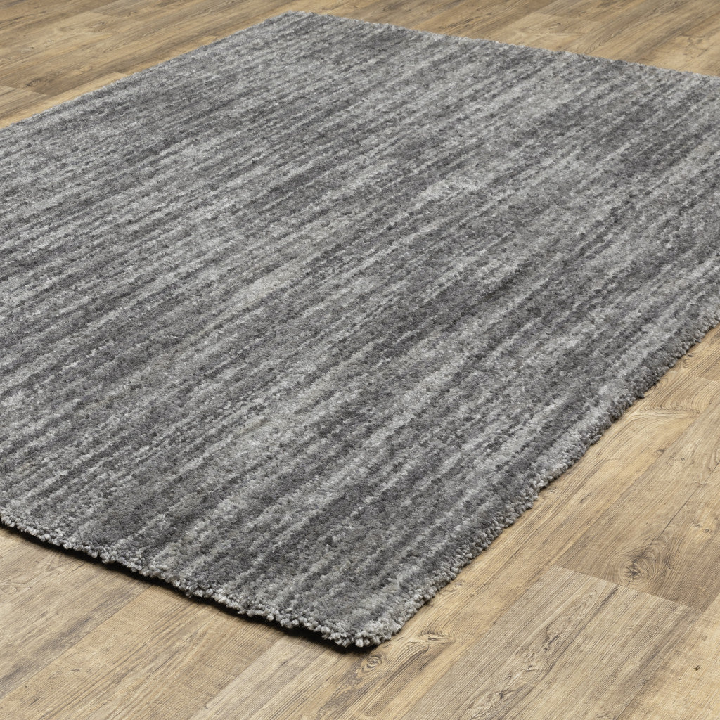 8' X 11' Grey Shag Power Loom Stain Resistant Area Rug