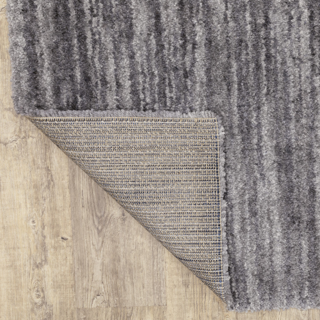 8' X 11' Grey Shag Power Loom Stain Resistant Area Rug