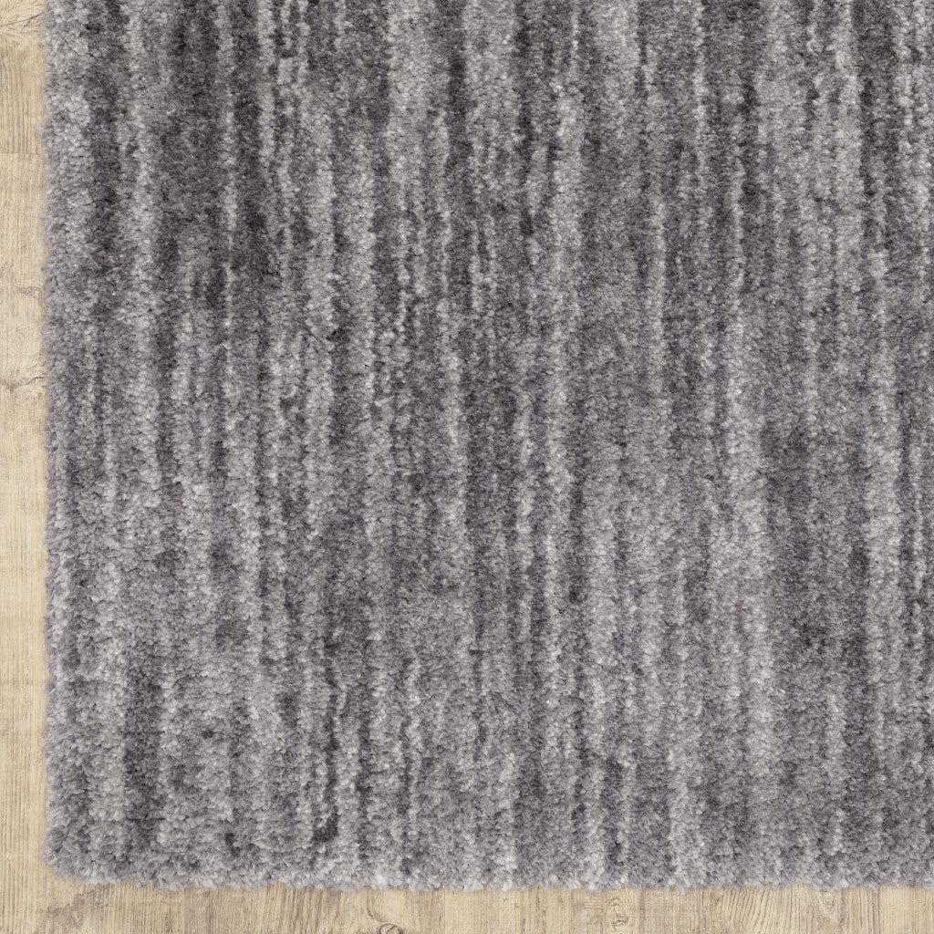 8' X 11' Grey Shag Power Loom Stain Resistant Area Rug