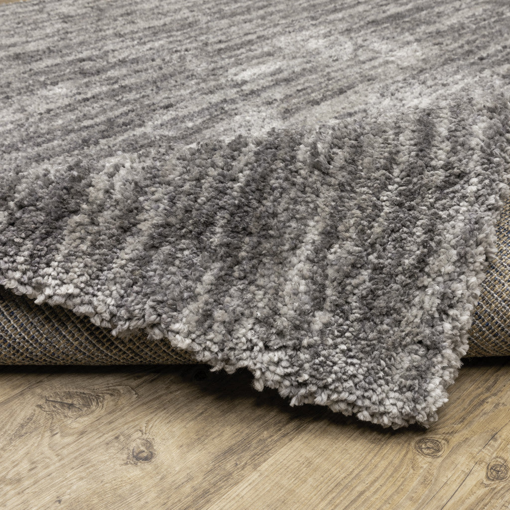 8' X 11' Grey Shag Power Loom Stain Resistant Area Rug