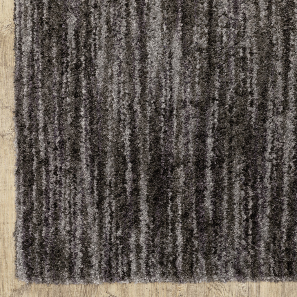 2' X 8' Charcoal Shag Power Loom Stain Resistant Runner Rug