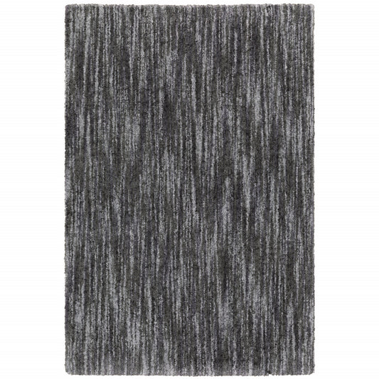 4' X 6' Charcoal Shag Power Loom Stain Resistant Area Rug