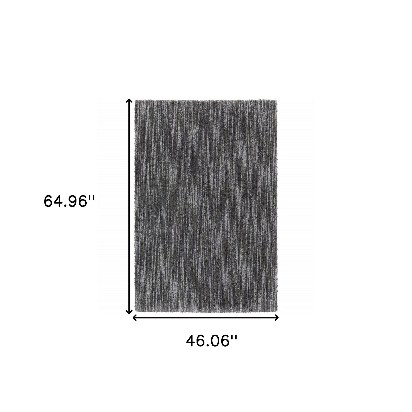 4' X 6' Charcoal Shag Power Loom Stain Resistant Area Rug