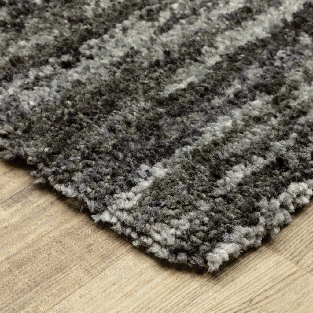 4' X 6' Charcoal Shag Power Loom Stain Resistant Area Rug