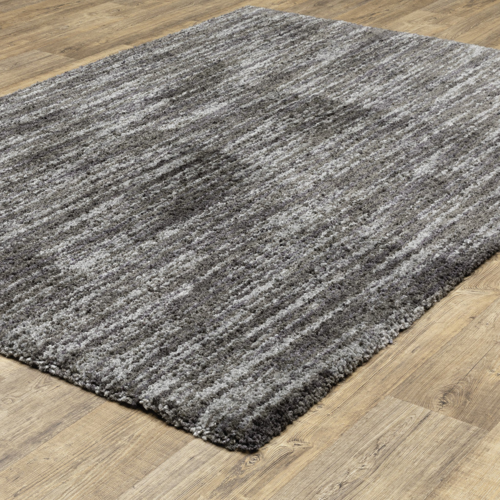 4' X 6' Charcoal Shag Power Loom Stain Resistant Area Rug