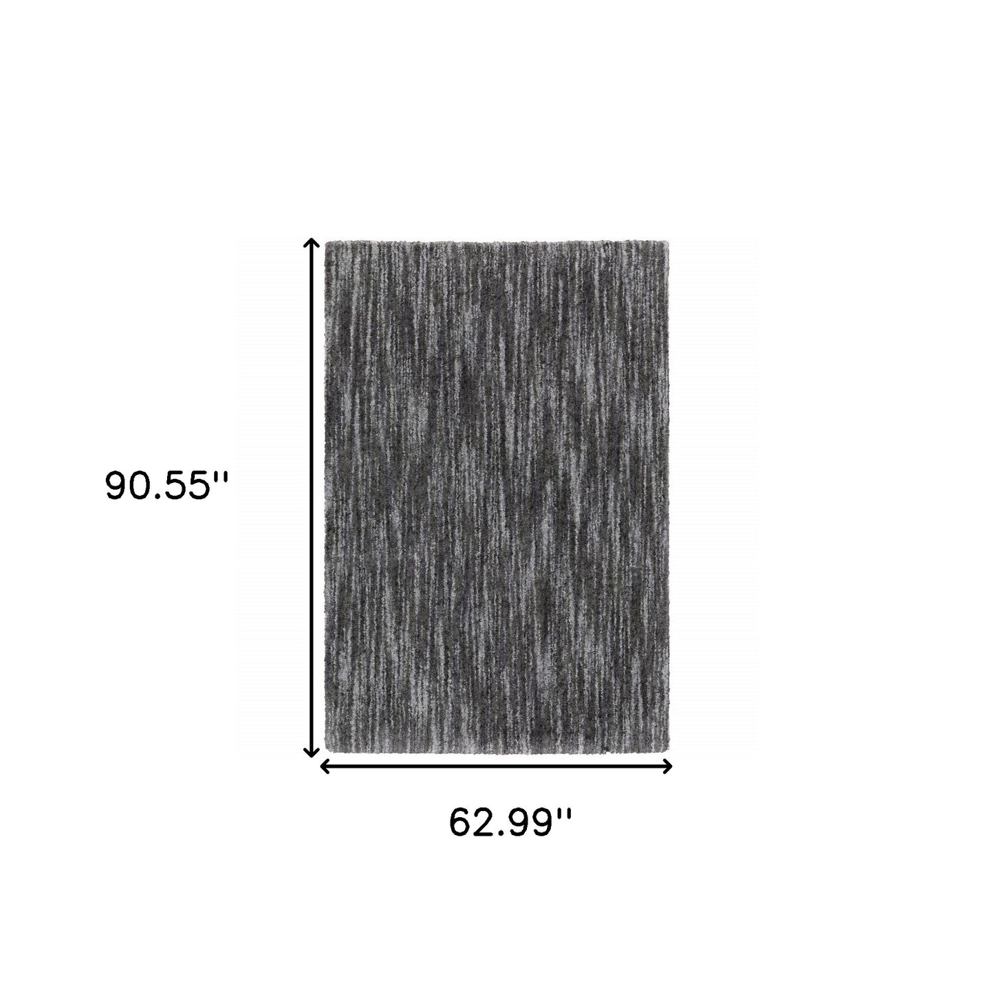 5' X 8' Charcoal Shag Power Loom Stain Resistant Area Rug