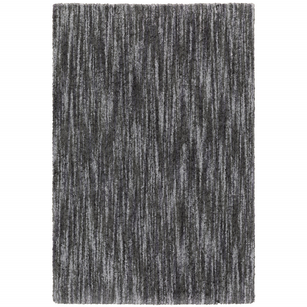 6' X 9' Charcoal Shag Power Loom Stain Resistant Area Rug