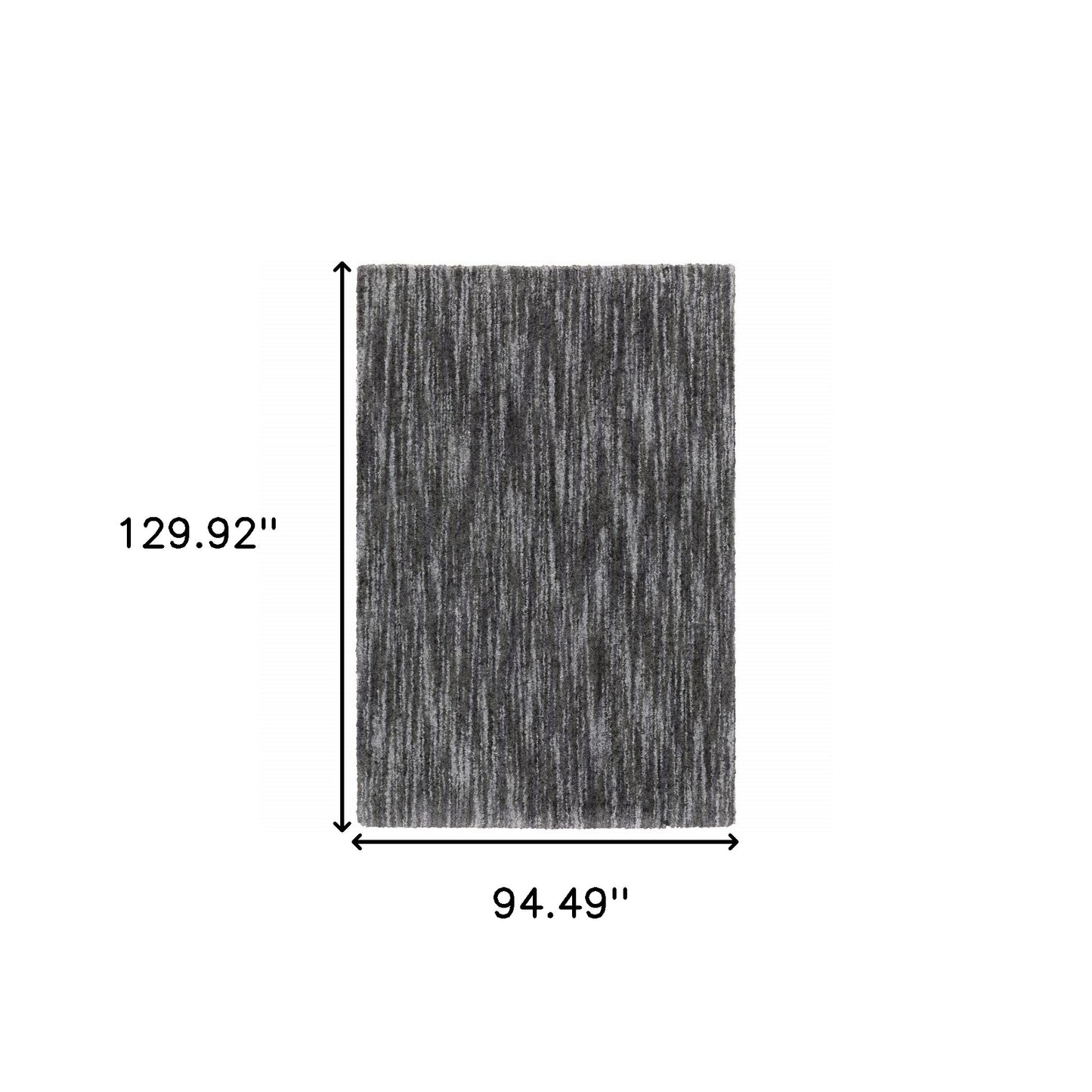 8' X 11' Charcoal Shag Power Loom Stain Resistant Area Rug