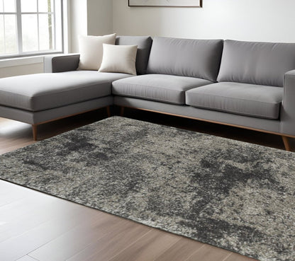 7' X 10' Gray Abstract Shag Power Loom Area Rug