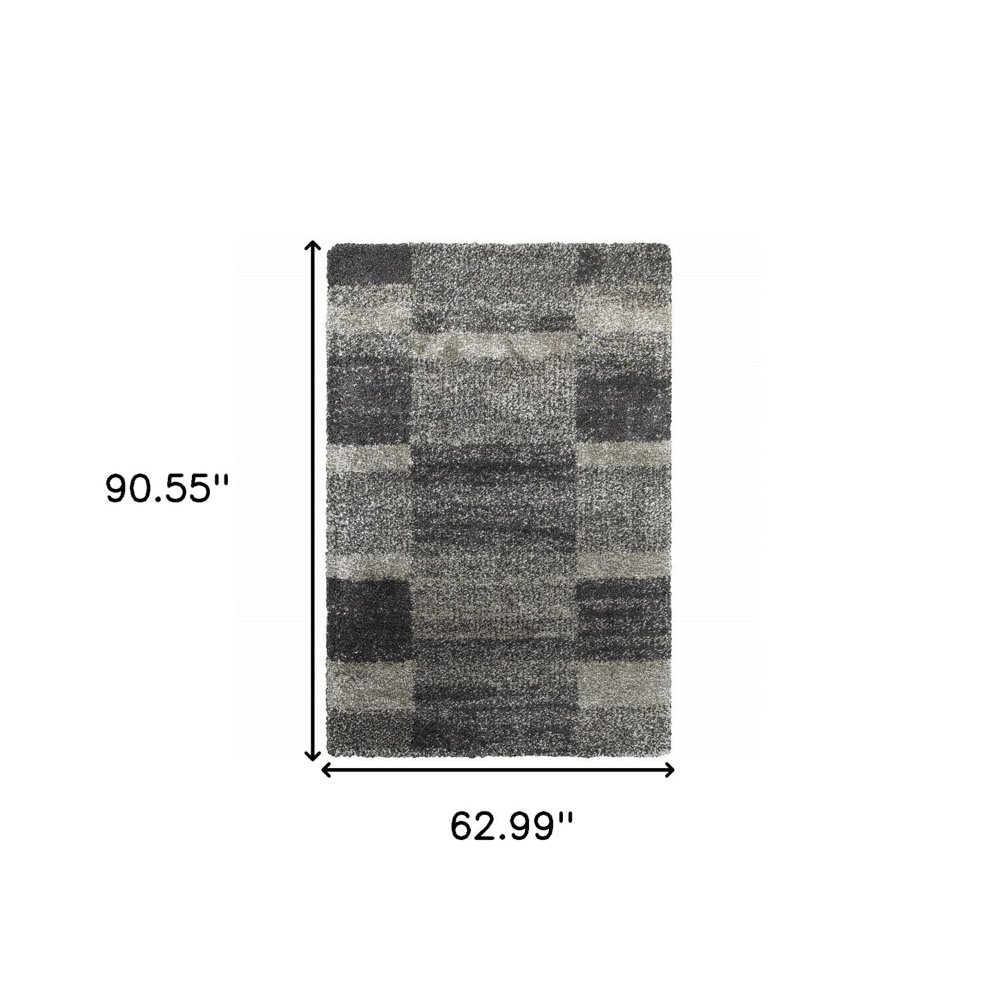 5' X 8' Black and Gray Geometric Shag Power Loom Area Rug