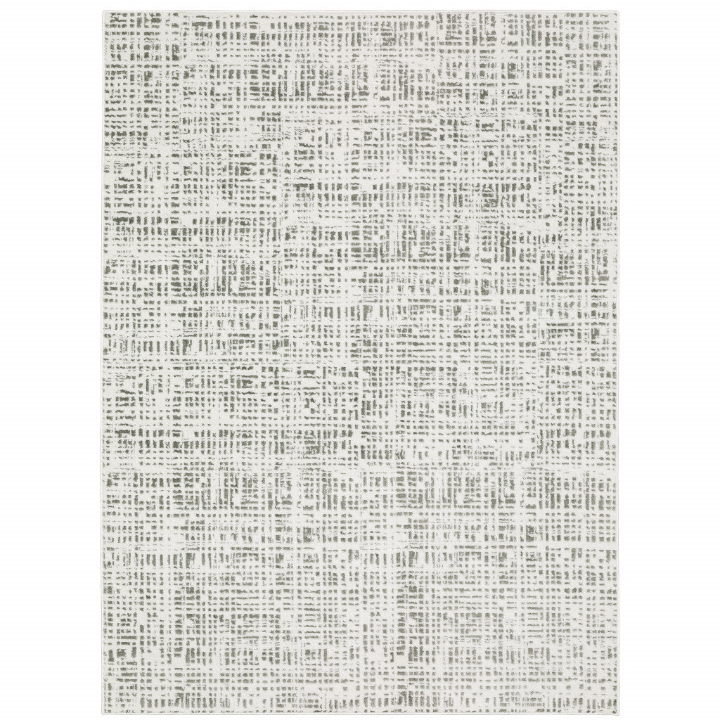 3' X 5' White And Grey Abstract Power Loom Stain Resistant Area Rug