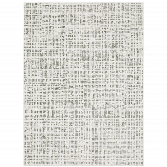 3' X 5' White And Grey Abstract Power Loom Stain Resistant Area Rug