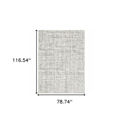 7' X 10' White And Gray Abstract Distressed Area Rug