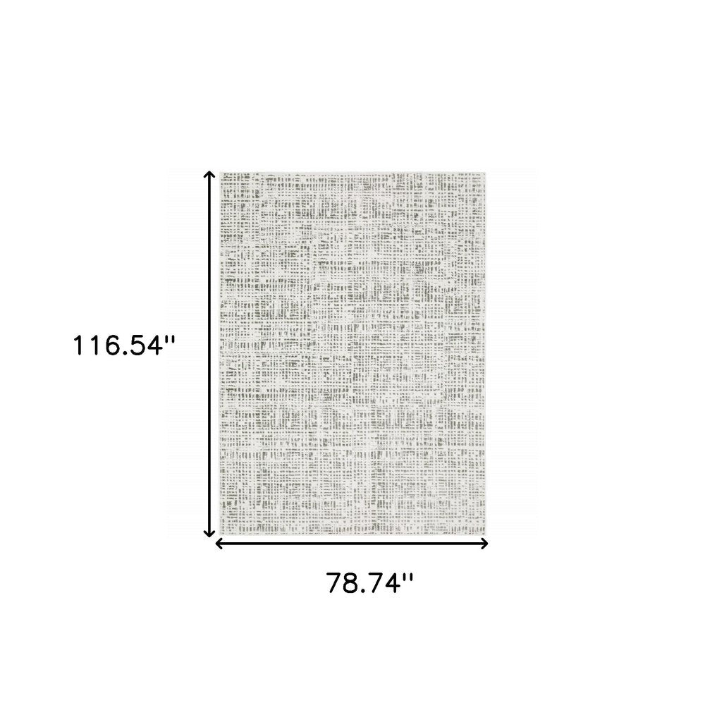 7' X 10' White And Gray Abstract Distressed Area Rug