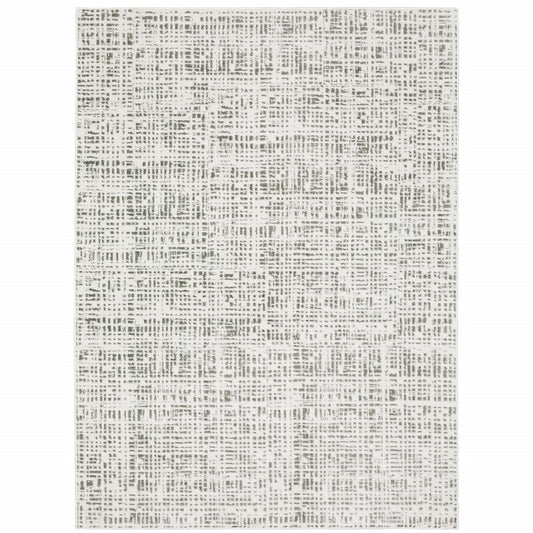 7' X 10' White And Gray Abstract Distressed Area Rug