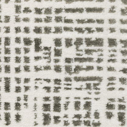 7' X 10' White And Gray Abstract Distressed Area Rug