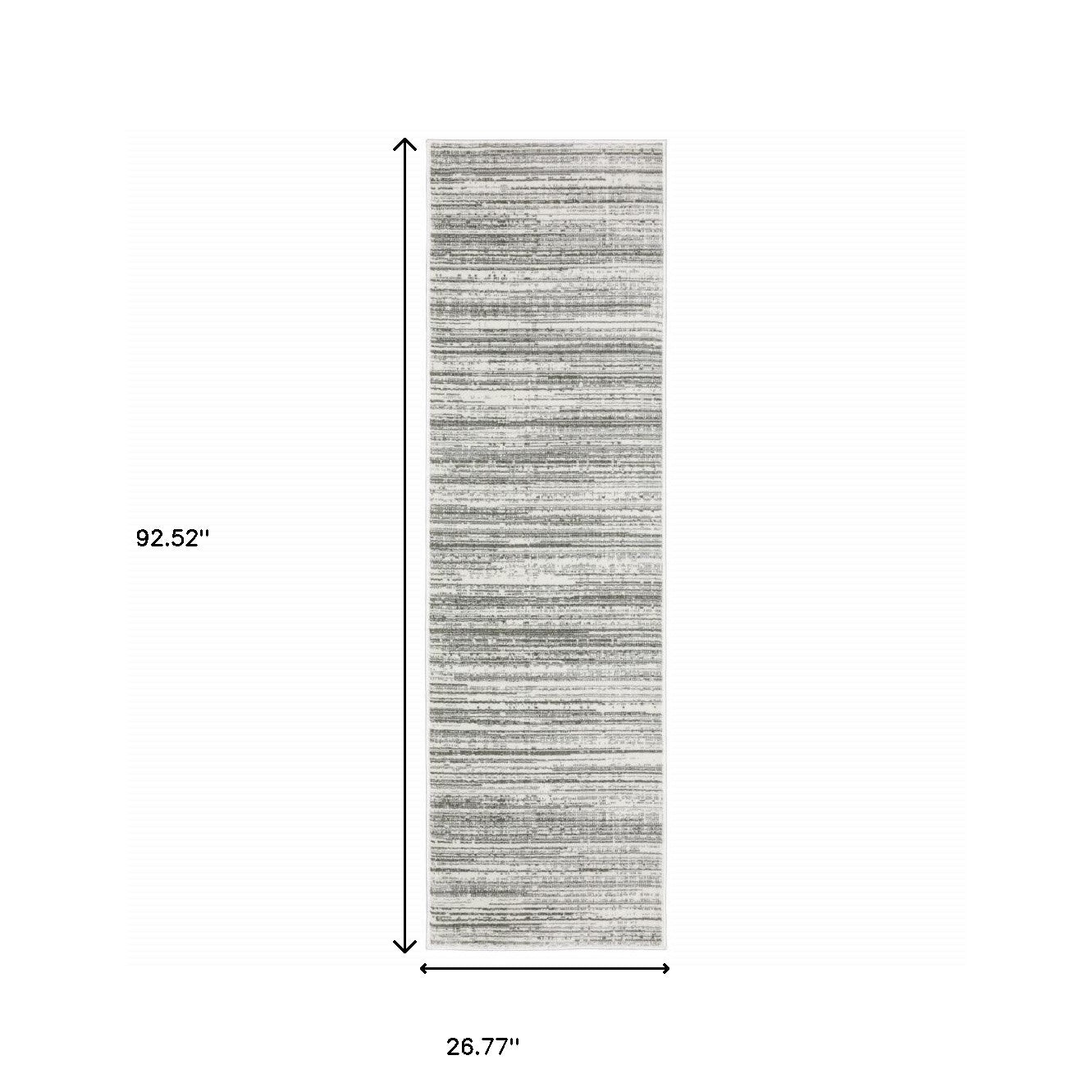 2' X 8' White And Grey Abstract Power Loom Stain Resistant Runner Rug