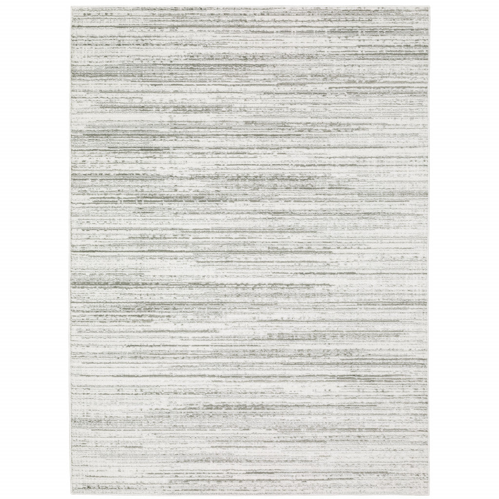 5' X 8' White And Grey Abstract Power Loom Stain Resistant Area Rug