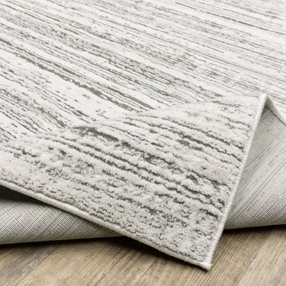 5' X 8' White And Grey Abstract Power Loom Stain Resistant Area Rug