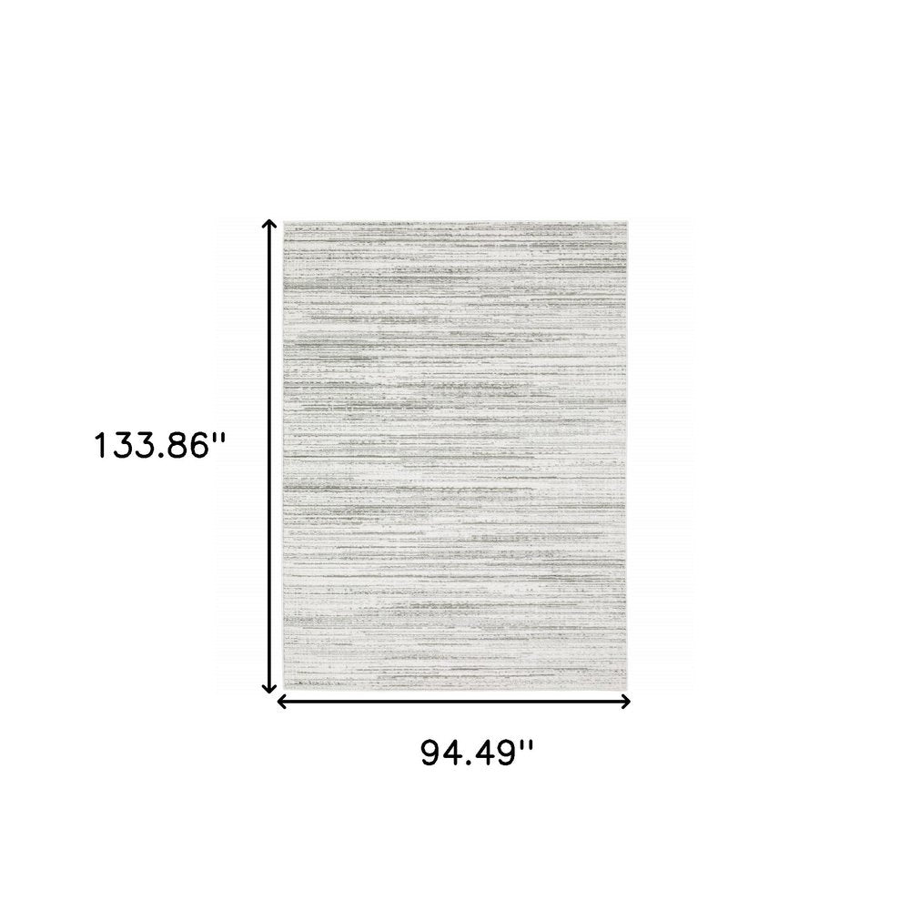 8' X 11' White And Gray Abstract Distressed Area Rug