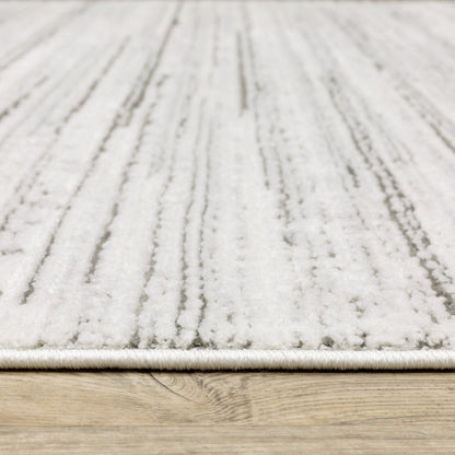 8' X 11' White And Gray Abstract Distressed Area Rug