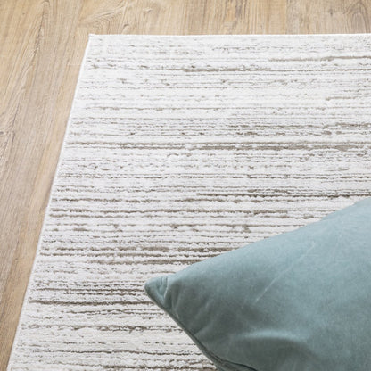 8' X 11' White And Gray Abstract Distressed Area Rug