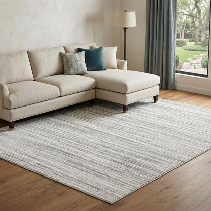 10' X 13' White And Gray Abstract Distressed Area Rug