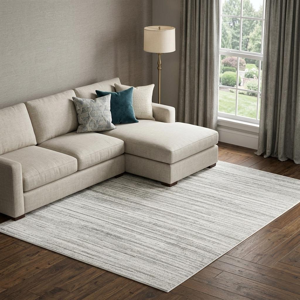 10' X 13' White And Gray Abstract Distressed Area Rug