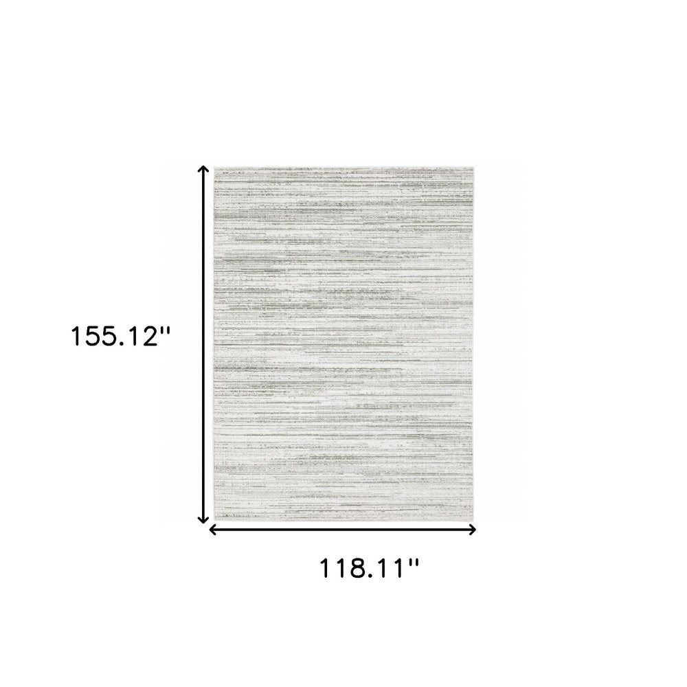 10' X 13' White And Gray Abstract Distressed Area Rug