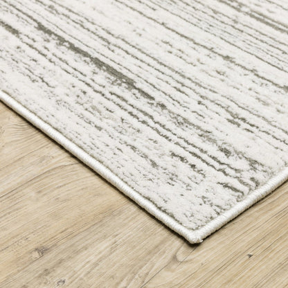 10' X 13' White And Gray Abstract Distressed Area Rug