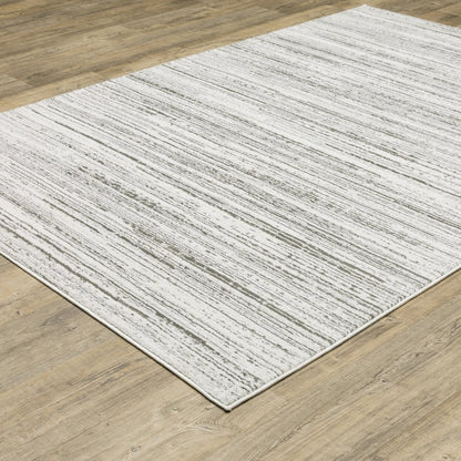 10' X 13' White And Gray Abstract Distressed Area Rug