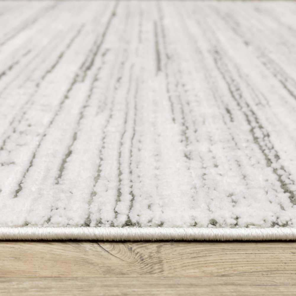10' X 13' White And Gray Abstract Distressed Area Rug