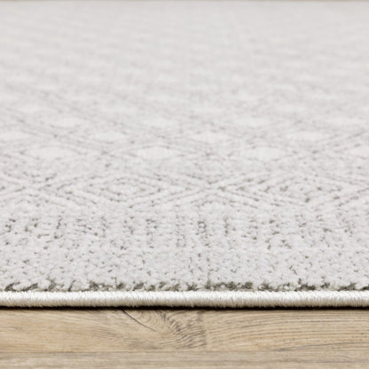 7' X 10' White And Gray Oriental Distressed Area Rug