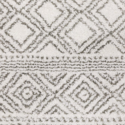 7' X 10' White And Gray Oriental Distressed Area Rug