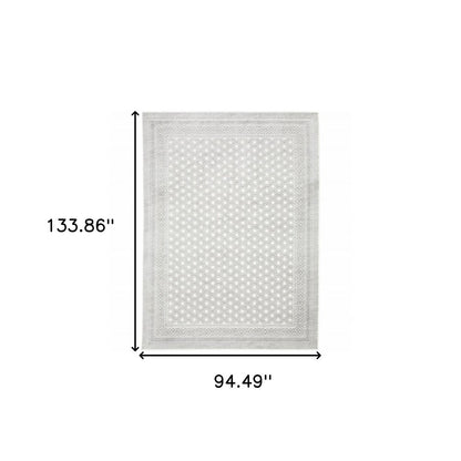 8' X 11' White And Gray Oriental Distressed Area Rug