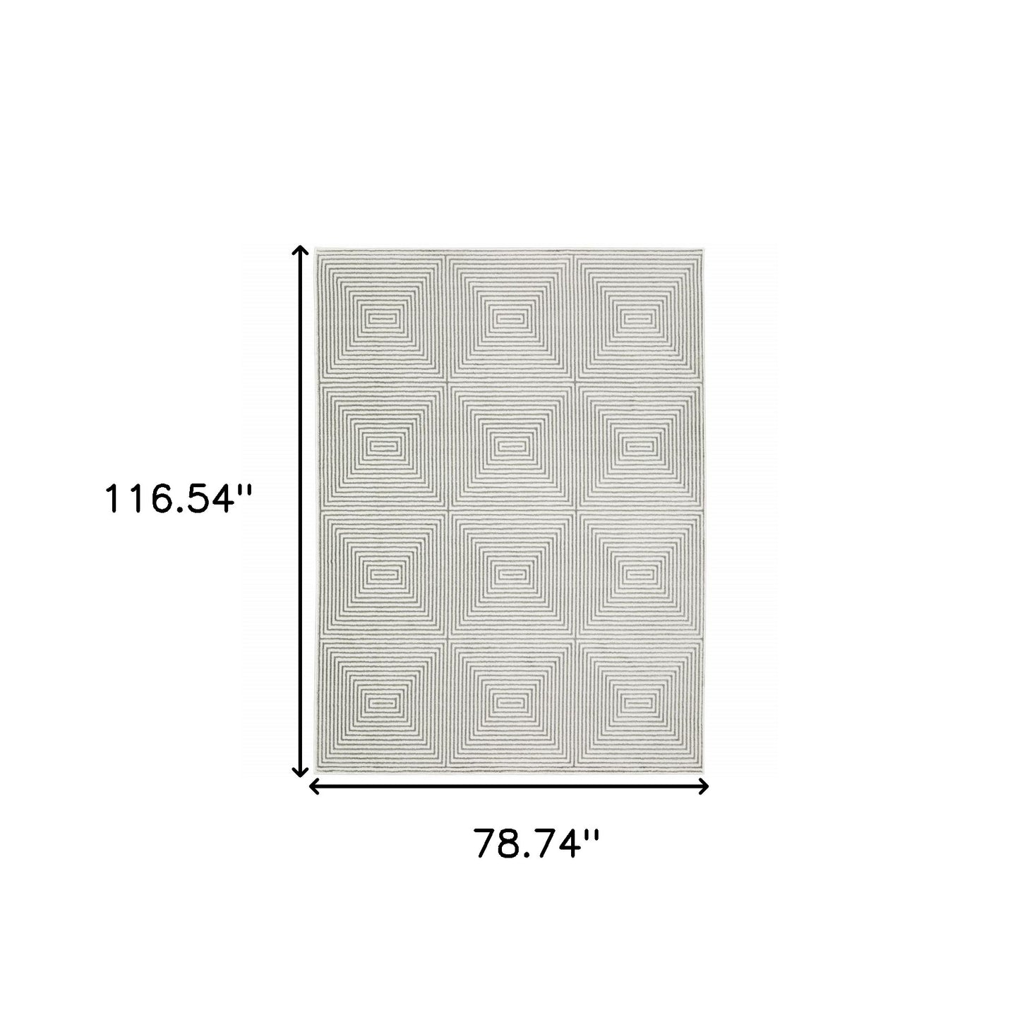 6' X 9' Grey And White Geometric Power Loom Stain Resistant Area Rug