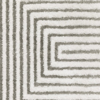7' X 10' Gray And White Geometric Distressed Area Rug