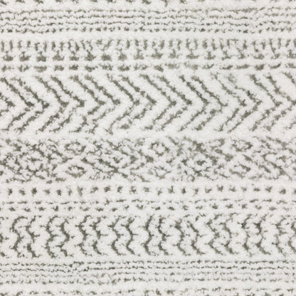 7' X 10' White And Gray Geometric Distressed Area Rug