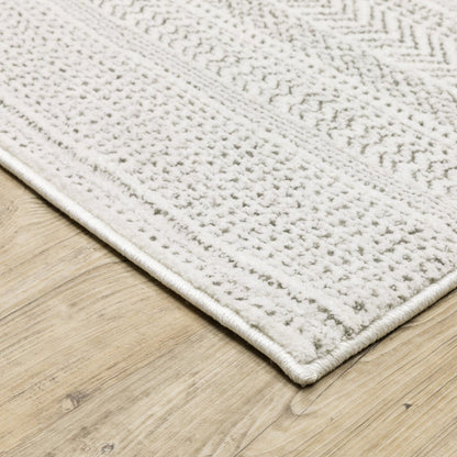 8' X 11' White And Gray Geometric Distressed Area Rug