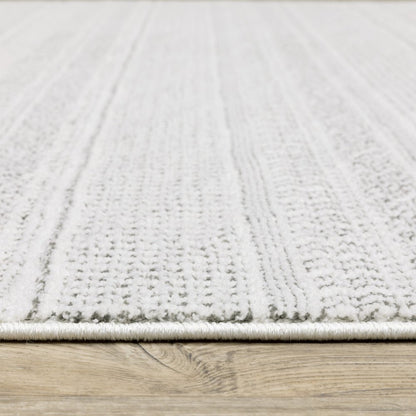 8' X 11' White And Gray Geometric Distressed Area Rug