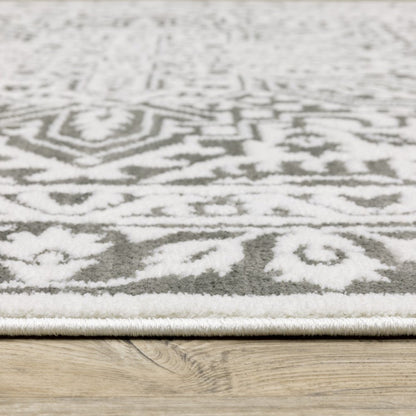 7' X 10' Gray And White Oriental Distressed Area Rug