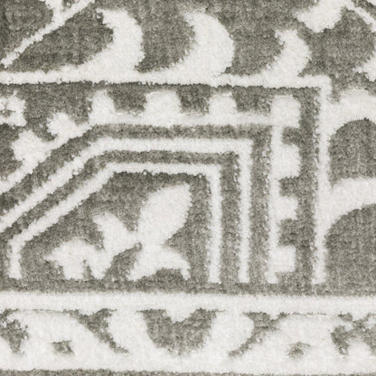7' X 10' Gray And White Oriental Distressed Area Rug