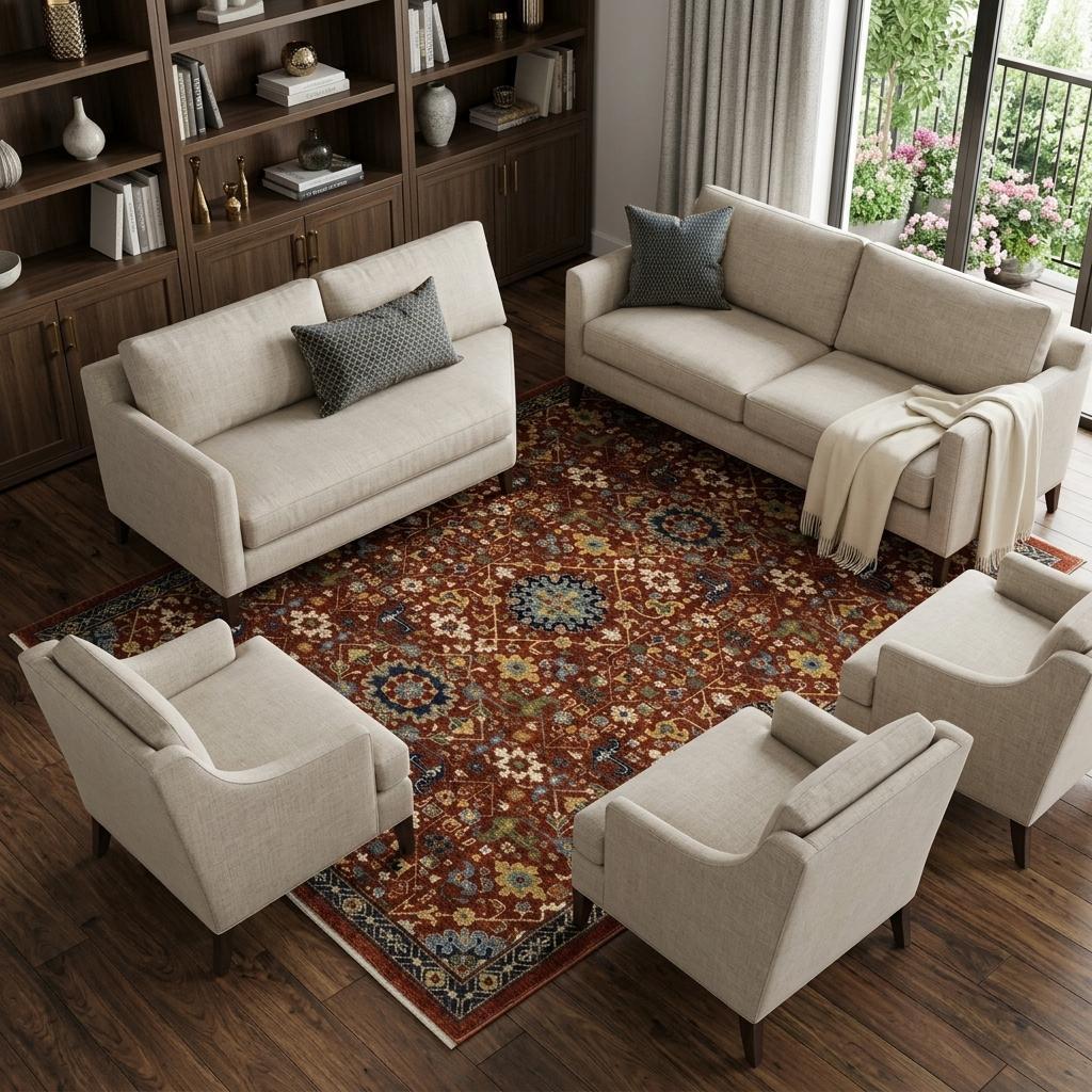 8' X 11' Red Yellow And Black Oriental Area Rug With Fringe