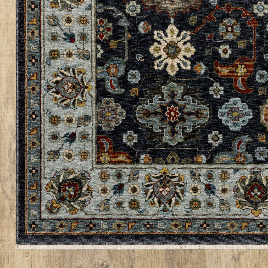 6' X 9' Blue Red Beige Yellow Grey Rust And Gold Oriental Power Loom Stain Resistant Area Rug With Fringe