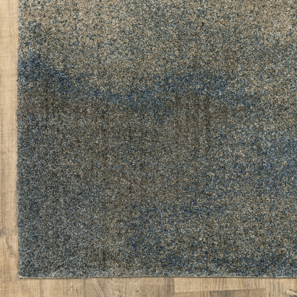 8' Runner Grey and Teal Blue Abstract Power Loom Runner Rug