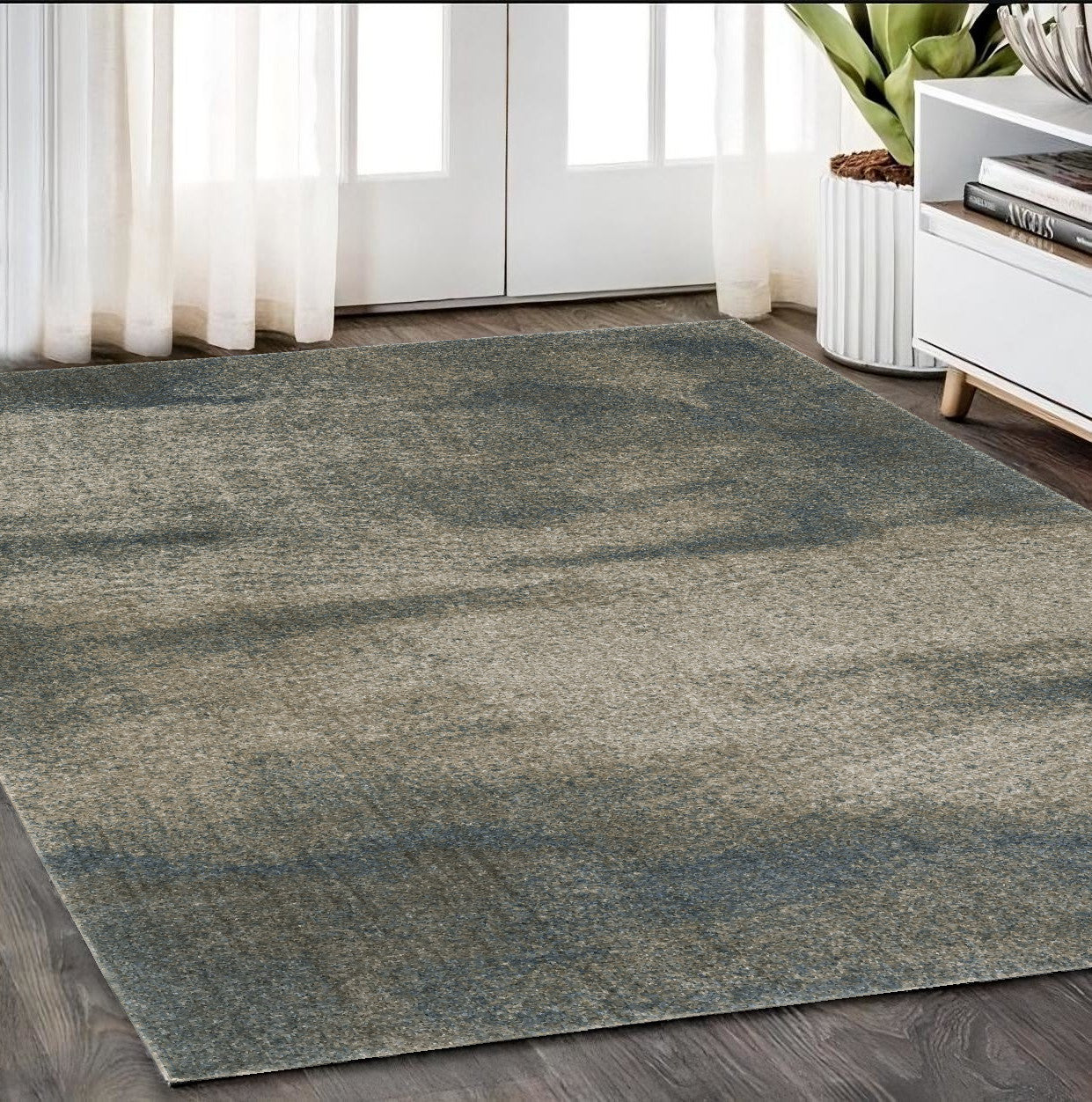 5' X 8' Gray Abstract Power Loom Area Rug